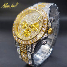 Load image into Gallery viewer, Luxury Gold Men's Watch Waterproof Stainless Steel Iced Bracelet