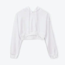 Load image into Gallery viewer, Hooded Crop Top Women's Sweatshirt Long Sleeve Lace Up