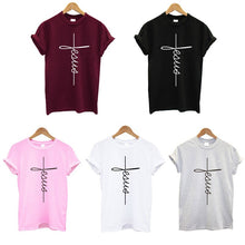 Load image into Gallery viewer, Christian Cross Print Tops Female T-Shirt