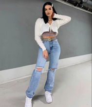 Load image into Gallery viewer, Women's Loose Fit Jeans Ripped Wide Leg
