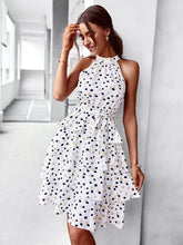 Load image into Gallery viewer, Flowy Belted Halter Sundress