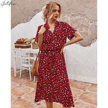 Load image into Gallery viewer, Women's V-Neck Flowy T-Shirt Dress