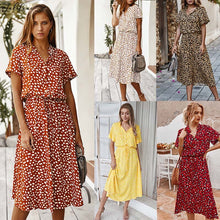 Load image into Gallery viewer, Women's V-Neck Flowy T-Shirt Dress