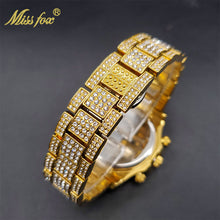 Load image into Gallery viewer, Luxury Gold Men's Watch Waterproof Stainless Steel Iced Bracelet