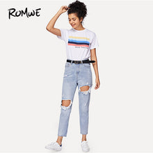 Load image into Gallery viewer, ROMWE Jeans Woman Cut Out Ripped Jeans