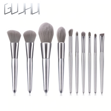 將圖片載入圖庫檢視器 Eyebrow and Eye Shadow Makeup Brushes Silver Set