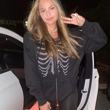 Load image into Gallery viewer, Women Gothic Black Zip Up Hoodie